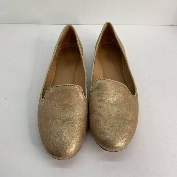 Coach Metallic Leather Gold Heeled Catrin Loafers size 8.5 B - Picture 2 of 9